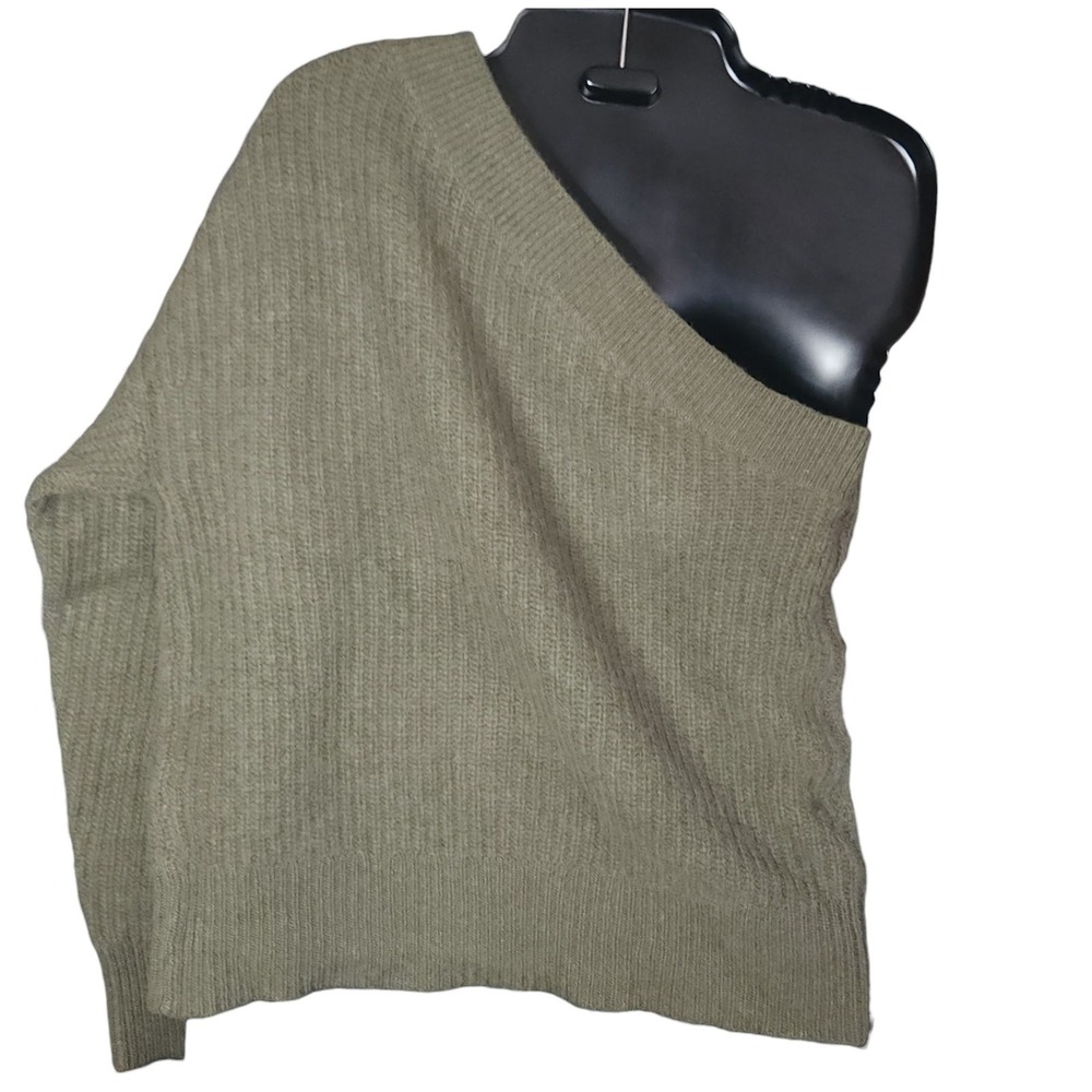 360Cashmere Lena Sweater One Shoulder Olive Green X Small Medium Luxury NWT $403 - Picture 7 of 9